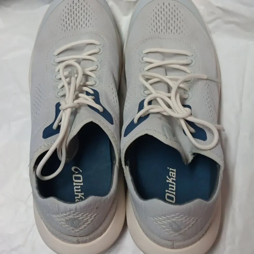 Olukai Gray-Blue Sneakers with Cushioned Sole and Knit Upper Men's Size 11.5